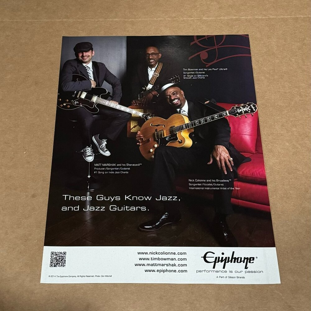 Matt Marshak / Nick Colionne / Tim Bowman - Epiphone Guitars - 2014 Print Ad